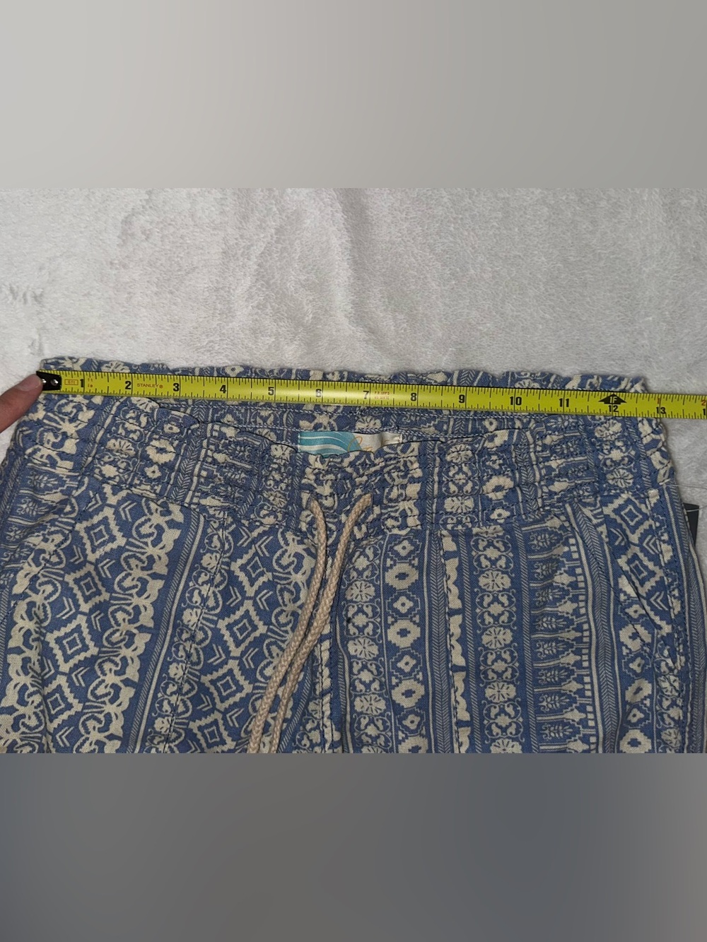 Cali 1850 Printed Linen Pull On Drawstring Beach Pants in Blue Size Small NWT - Picture 7 of 9